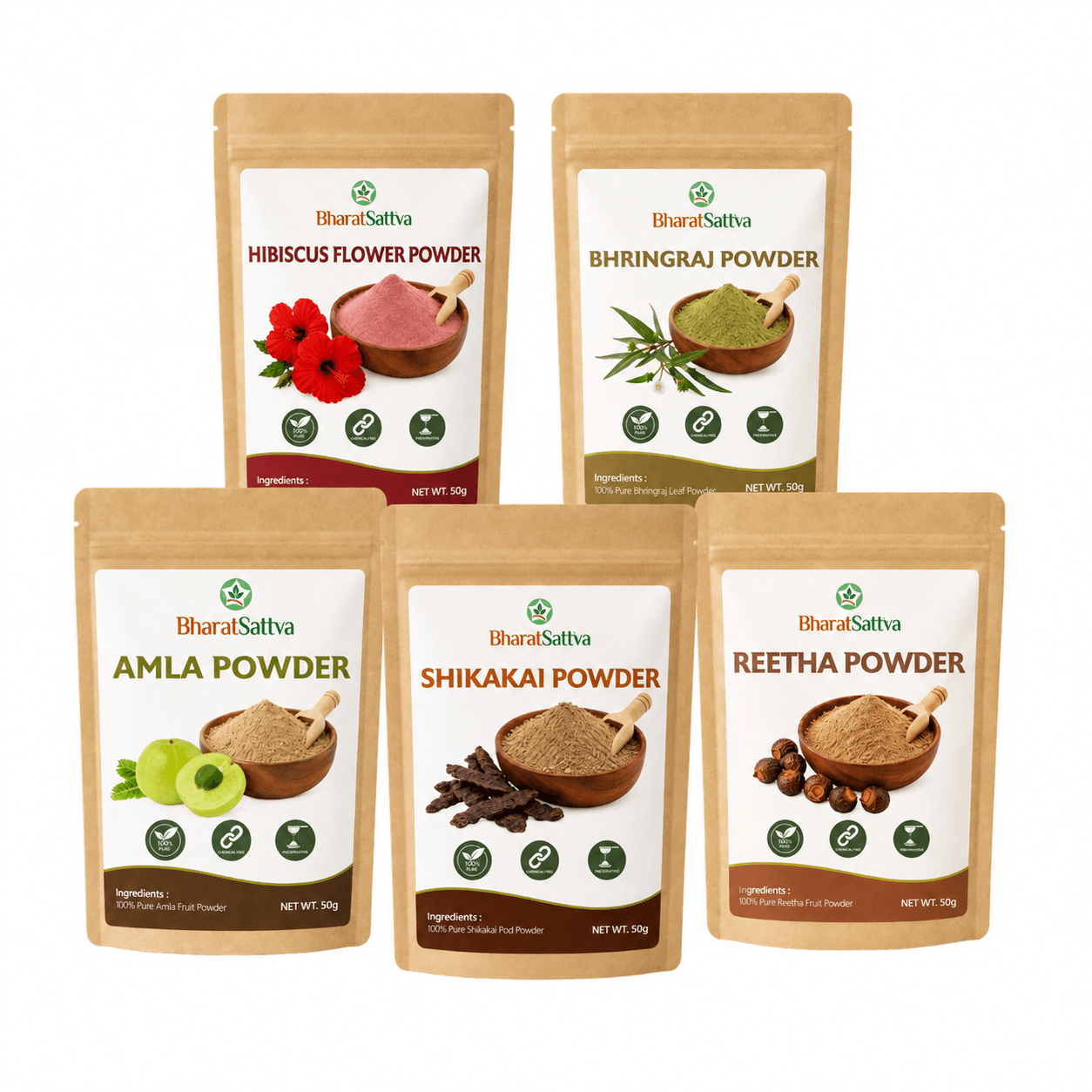 BharatSattva Herbal Hair Care Combo – 5 × 50 g
