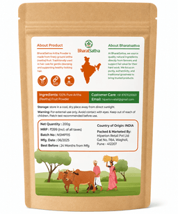 BharatSattva Reetha Powder 200g | Natural Soapnut Powder for Hair Care & Scalp Cleansing | Herbal Hair Wash Powder | 100% Pure Reetha Powder