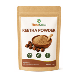 BharatSattva Reetha Powder 200g | Natural Soapnut Powder for Hair Care & Scalp Cleansing | Herbal Hair Wash Powder | 100% Pure Reetha Powder